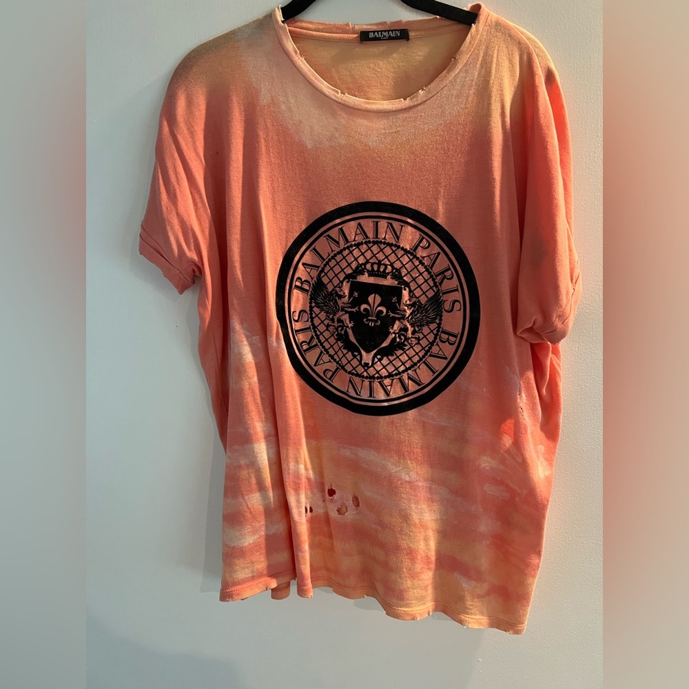 Balmain Paris orange Tie dye Tee